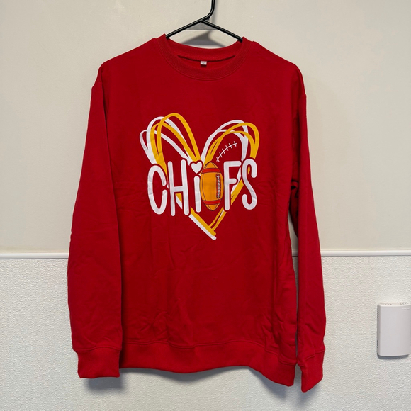 Unbranded Tops - Chiefs Football Women's Red & Yellow Pullover Sweatshirt Large Girly NEW NWOT